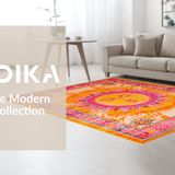 Ultra Soft Area Rug, Non Slip, Stain Resistant, Washable Area Rugs for Living Room, Bedroom, Sunny Whimsical Boho Splash(Orange)