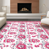 Ultra Soft Area Rug, Non Slip, Stain Resistant, Washable Area Rugs for Living Room, Bedroom, Chic Cottage Garden Aesthetic(White)