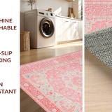 Ultra Soft Area Rug, Non Slip, Stain Resistant, Washable Area Rugs for Living Room, Bedroom, Serene Creamy Lotus Design(Pink)