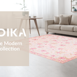 Ultra Soft Area Rug, Non Slip, Stain Resistant, Washable Area Rugs for Living Room, Bedroom, Sophisticated Minimalist Flower Style(Pink)