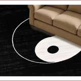 Ultra Soft Area Rug, Non Slip, Stain Resistant, Washable Area Rugs for Living Room, Bedroom, Monochrome Circular Geometric Motif(Black)