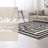 Ultra Soft Area Rug, Non Slip, Stain Resistant, Washable Area Rugs for Living Room, Bedroom, Contemporary Abstract Lattice Aesthetic(Black)