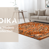 Ultra Soft Area Rug, Non Slip, Stain Resistant, Washable Area Rugs for Living Room, Bedroom, Elegant Tiled Ogee Elements(Orange)