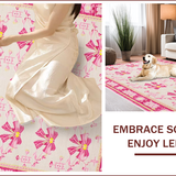 Ultra Soft Area Rug, Non Slip, Stain Resistant, Washable Area Rugs for Living Room, Bedroom, Chic Pastel Bow Aesthetic(Pink)