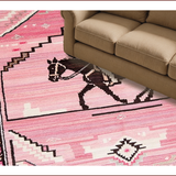 Ultra Soft Area Rug, Non Slip, Stain Resistant, Washable Area Rugs for Living Room, Bedroom, Whimsical Cowgirl Shag Pattern(Pink)
