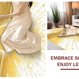 Ultra Soft Area Rug, Non Slip, Stain Resistant, Washable Area Rugs for Living Room, Bedroom, Lively Multicolored Pattern Ensemble(Gold)