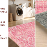 Ultra Soft Area Rug, Non Slip, Stain Resistant, Washable Area Rugs for Living Room, Bedroom, Curvilinear Rug with Playful Ribbon Shape and Uno Reverse Emblem(Pink)