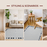 Ultra Soft Area Rug, Non Slip, Stain Resistant, Washable Area Rugs for Living Room, Bedroom, Charming Playful Polka Dot Aesthetic(Gray)