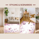 Ultra Soft Area Rug, Non Slip, Stain Resistant, Washable Area Rugs for Living Room, Bedroom, Whimsical Nature-Inspired Decor(Purple)