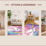 Ultra Soft Area Rug, Non Slip, Stain Resistant, Washable Area Rugs for Living Room, Bedroom, Whimsical Pastel Unicorn Fantasy(Purple)