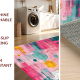 Ultra Soft Area Rug, Non Slip, Stain Resistant, Washable Area Rugs for Living Room, Bedroom, Dynamic Teal Pink Watercolor Fusion(Pink)
