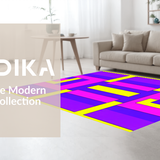 Ultra Soft Area Rug, Non Slip, Stain Resistant, Washable Area Rugs for Living Room, Bedroom, Dynamic 90s Inspired Color Block(Purple)