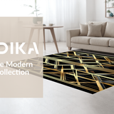 Ultra Soft Area Rug, Non Slip, Stain Resistant, Washable Area Rugs for Living Room, Bedroom, Art Deco Golden Scales Motif(Black)
