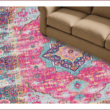 Ultra Soft Area Rug, Non Slip, Stain Resistant, Washable Area Rugs for Living Room, Bedroom, Rustic Distressed Geometric Elegance(Pink)