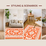 Ultra Soft Area Rug, Non Slip, Stain Resistant, Washable Area Rugs for Living Room, Bedroom, Elegant Textured Diamond Composition(Orange)