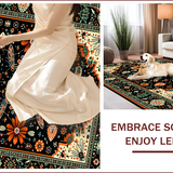 Ultra Soft Area Rug, Non Slip, Stain Resistant, Washable Area Rugs for Living Room, Bedroom, Elegant Black Botanical Elegance Design(Black)