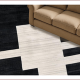 Ultra Soft Area Rug, Non Slip, Stain Resistant, Washable Area Rugs for Living Room, Bedroom, Bold Black Ivory Abstract Print(Black)