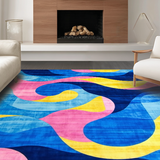 Ultra Soft Area Rug, Non Slip, Stain Resistant, Washable Area Rugs for Living Room, Bedroom, Rustic Multi-Hued Textural Elements(Blue)