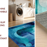 Ultra Soft Area Rug, Non Slip, Stain Resistant, Washable Area Rugs for Living Room, Bedroom, 3D Illusion Deep Sea with Nautical Whale, Dolphin, and Octopus Tentacle(Blue)