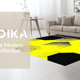 Ultra Soft Area Rug, Non Slip, Stain Resistant, Washable Area Rugs for Living Room, Bedroom, Whimsical Geometric Bee Motif(Yellow)