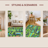 Ultra Soft Area Rug, Non Slip, Stain Resistant, Washable Area Rugs for Living Room, Bedroom, Multi Color Educational Playmat for Kids(Green)