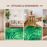 Ultra Soft Area Rug, Non Slip, Stain Resistant, Washable Area Rugs for Living Room, Bedroom, Contemporary Green Abstract Vibes(Green)