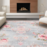 Ultra Soft Area Rug, Non Slip, Stain Resistant, Washable Area Rugs for Living Room, Bedroom, Striking Vibrant Diamond Arrangement(Gray)