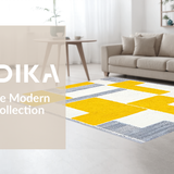 Ultra Soft Area Rug, Non Slip, Stain Resistant, Washable Area Rugs for Living Room, Bedroom, Vibrant Cheerful Circular Pattern(Yellow)