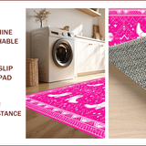 Ultra Soft Area Rug, Non Slip, Stain Resistant, Washable Area Rugs for Living Room, Bedroom, Funny Pink Preppy Western Entryway Rug(Pink)