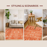 Ultra Soft Area Rug, Non Slip, Stain Resistant, Washable Area Rugs for Living Room, Bedroom, Modern Abstract Cozy Accents(Orange)