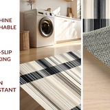 Ultra Soft Area Rug, Non Slip, Stain Resistant, Washable Area Rugs for Living Room, Bedroom, Rustic Warm Toned Linear Design(Beige)