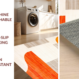 Ultra Soft Area Rug, Non Slip, Stain Resistant, Washable Area Rugs for Living Room, Bedroom, Rustic Tiled Orange Motif(Orange)
