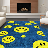 Ultra Soft Area Rug, Non Slip, Stain Resistant, Washable Area Rugs for Living Room, Bedroom, Funky Abstract Happy Design(Blue)