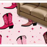 Ultra Soft Area Rug, Non Slip, Stain Resistant, Washable Area Rugs for Living Room, Bedroom, Cowboy Boots Play Mat(Pink)