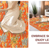 Ultra Soft Area Rug, Non Slip, Stain Resistant, Washable Area Rugs for Living Room, Bedroom, Contemporary Tropical Blossom Aesthetic(Orange)