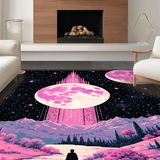 Ultra Soft Area Rug, Non Slip, Stain Resistant, Washable Area Rugs for Living Room, Bedroom, Elegant Lunar Tiled Artistry(Pink)