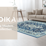 Ultra Soft Area Rug, Non Slip, Stain Resistant, Washable Area Rugs for Living Room, Bedroom, Rustic Blue Toned Geometric Motif(Blue)