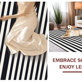 Ultra Soft Area Rug, Non Slip, Stain Resistant, Washable Area Rugs for Living Room, Bedroom, Stylish Black and White Stripe Area Rug with Classic Retro Lattice Motif(Black)