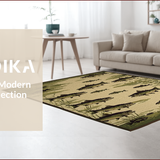 Ultra Soft Area Rug, Non Slip, Stain Resistant, Washable Area Rugs for Living Room, Bedroom, Rustic Wildlife Scene Imagery(Green)
