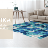 Ultra Soft Area Rug, Non Slip, Stain Resistant, Washable Area Rugs for Living Room, Bedroom, Farmhouse Primitive Jute Star(Blue)