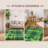 Ultra Soft Area Rug, Non Slip, Stain Resistant, Washable Area Rugs for Living Room, Bedroom, Whimsical Buffalo Check Arrangement(Green)