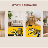 Ultra Soft Area Rug, Non Slip, Stain Resistant, Washable Area Rugs for Living Room, Bedroom, Yellow Black Tiger Area Rug for Boho Home Decor(Yellow)