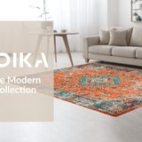 Ultra Soft Area Rug, Non Slip, Stain Resistant, Washable Area Rugs for Living Room, Bedroom, Stylish Teal and Orange Palette(Orange)