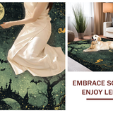 Ultra Soft Area Rug, Non Slip, Stain Resistant, Washable Area Rugs for Living Room, Bedroom, Midnight Coven Rug Pair - Bewitched Floor Art - Enchanted Black Carpet(Black)