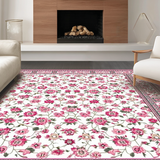 Ultra Soft Area Rug, Non Slip, Stain Resistant, Washable Area Rugs for Living Room, Bedroom, Serene Cottage Garden Look(White)