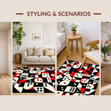 Ultra Soft Area Rug, Non Slip, Stain Resistant, Washable Area Rugs for Living Room, Bedroom, Chic Red and Black Geometry(Black)