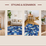 Ultra Soft Area Rug, Non Slip, Stain Resistant, Washable Area Rugs for Living Room, Bedroom, Vivid Abstract Geometric Composition(Blue)