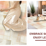 Ultra Soft Area Rug, Non Slip, Stain Resistant, Washable Area Rugs for Living Room, Bedroom, Modern Geometric Pattern Rug with Peach Tones and Gold Linework Accents(Beige)