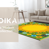 Ultra Soft Area Rug, Non Slip, Stain Resistant, Washable Area Rugs for Living Room, Bedroom, Sunny Colorful Kaleidoscopic Design(Yellow)