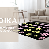Ultra Soft Area Rug, Non Slip, Stain Resistant, Washable Area Rugs for Living Room, Bedroom, Charming Colorful Puppy Footprints(Black)